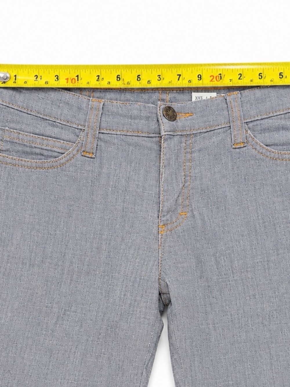 Frankie B Y2K Low Rise Flare Jeans Gray Chambray Embroidered Pockets USA XXS - Picture 6 of 6